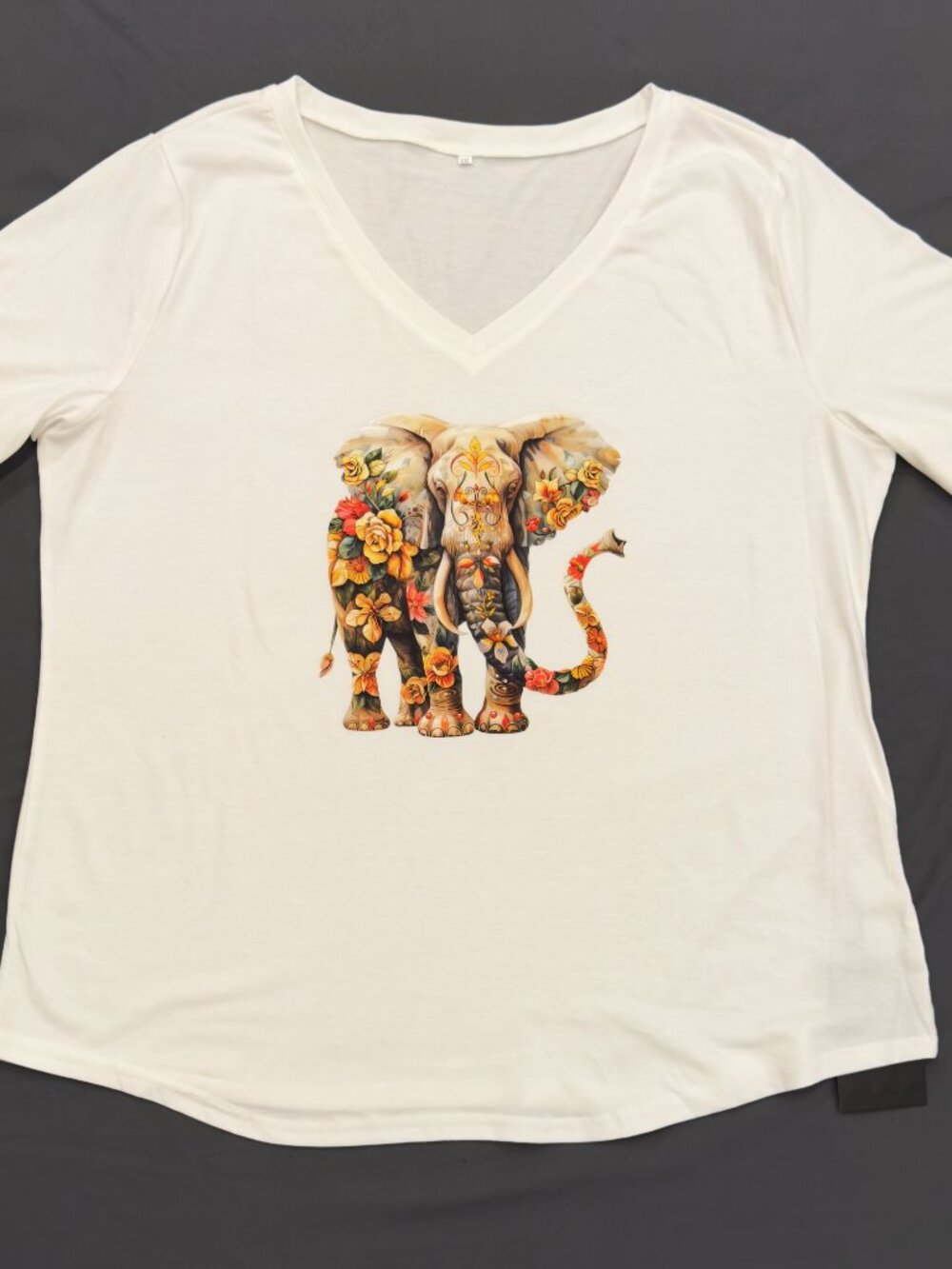 Vibrant Elephant graphic 3/4 sleeve Shirt Size XL - DTF pressed tshirt Woman